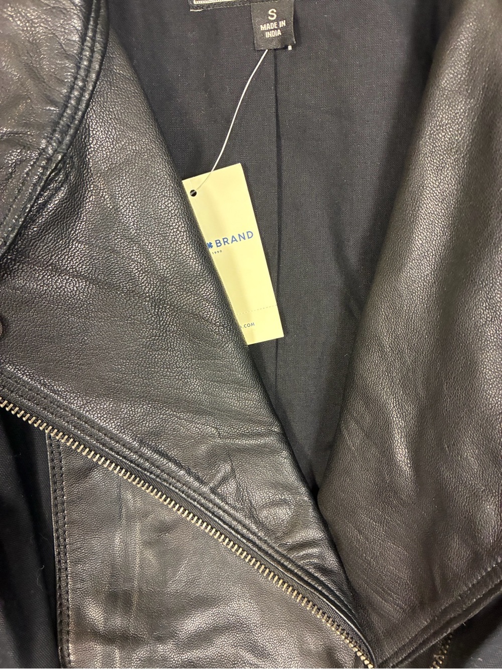 Lucky Brand Goat Leather Trim Moto Zip Up Jacket - Picture 3 of 13